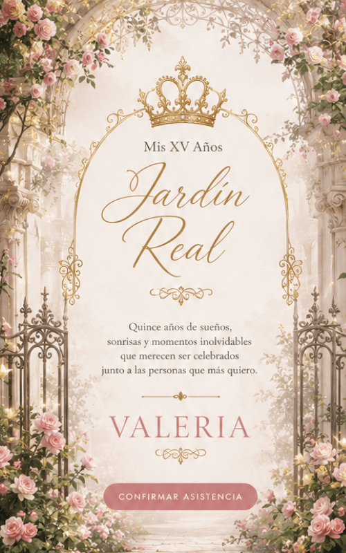 Invitación digital Jardín Real para XV Años — Invyfy